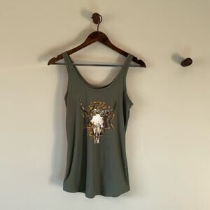 NO BOUNDARIES BOHO ARMY GREEN TANK SIZE MEDIUM